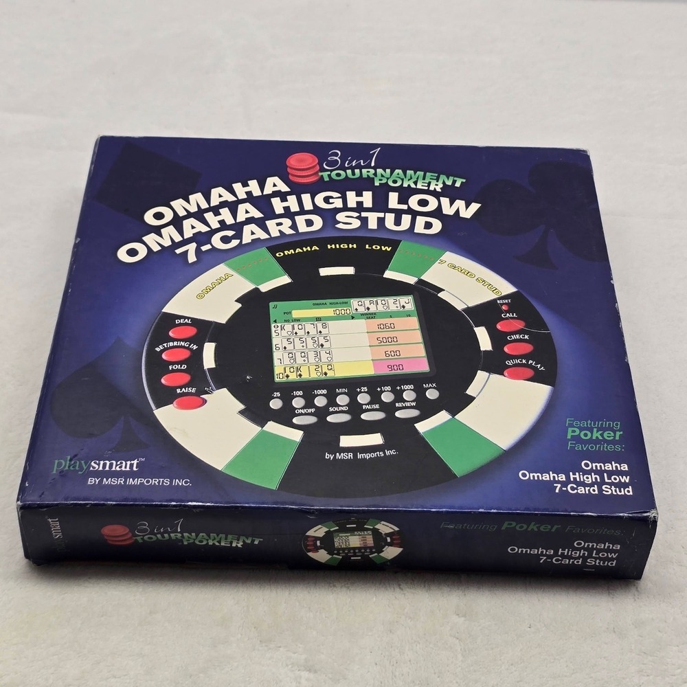 Playsmart 3 in 1 Tournament Poker Handheld Electronic Game Omaha 7-Card Stud